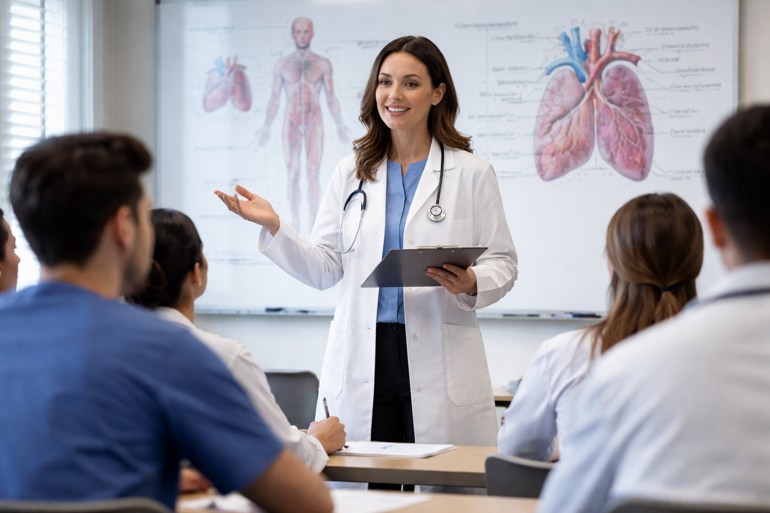 Medical instructor teaching anatomy class Studio Geranij